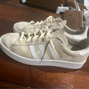 Adidas Campus Tan and White Sneakers